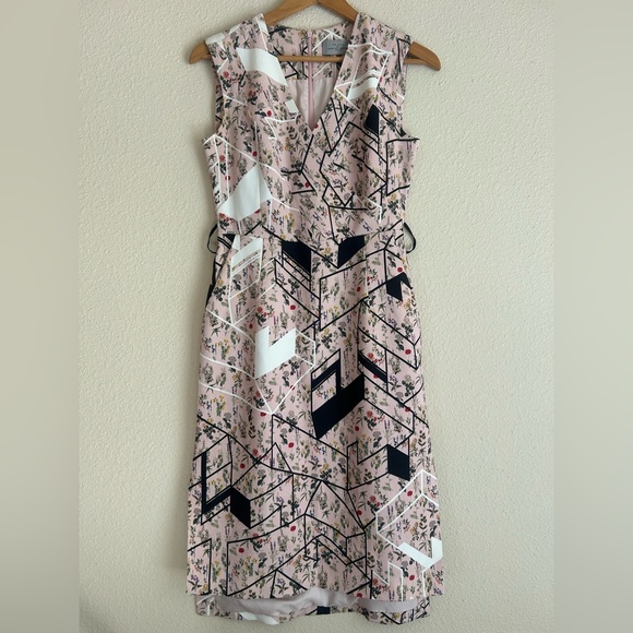 Preen by Thornton Bregazzi floral geometric print dress | medium | black & pink - Picture 3 of 10